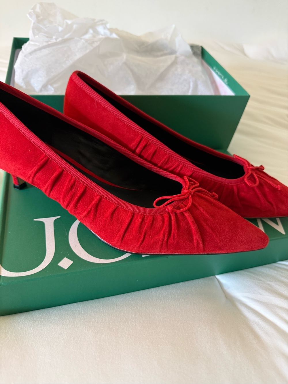 Jcrew Red Suede Pointed-Toe Kitten Heels - Women